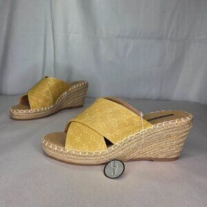 GC SHOES Darline Yellow Espadrille Wedge Sandals - Yellow, Size: 6.5